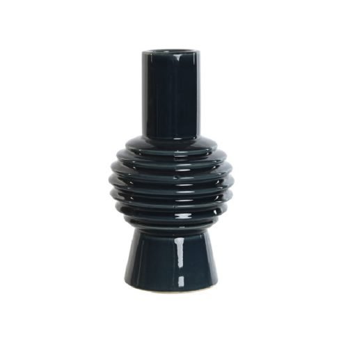 Jarrón porcelana azul oscuro bajo