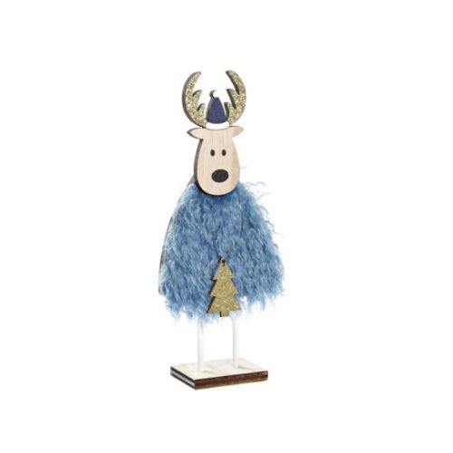 Figura reno navidad pelitos azul