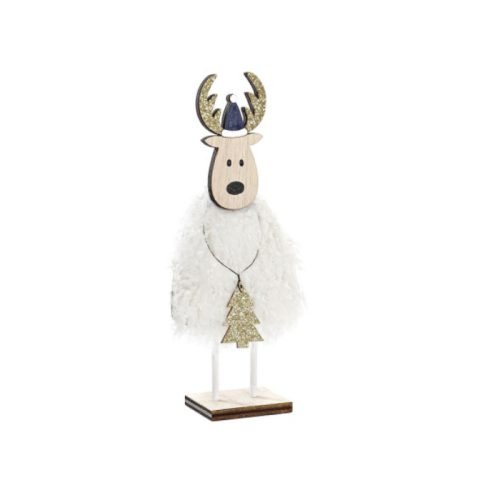 Figura reno navidad pelitos blanco