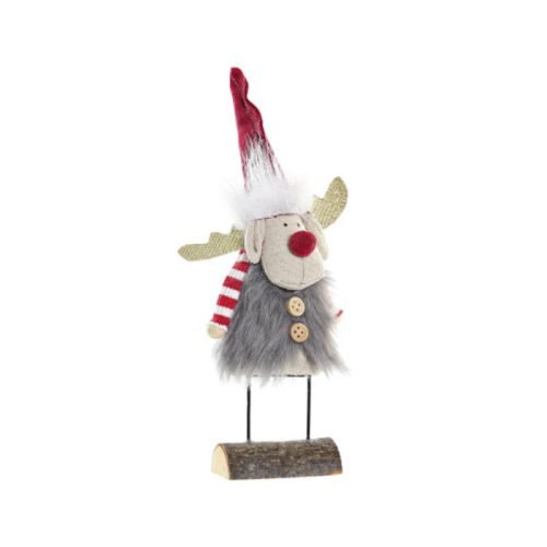 Figura reno navidad rojo-gris