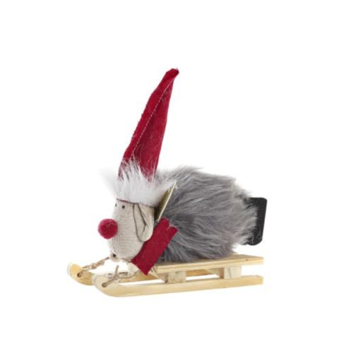 Figura reno trineo pelitos gris