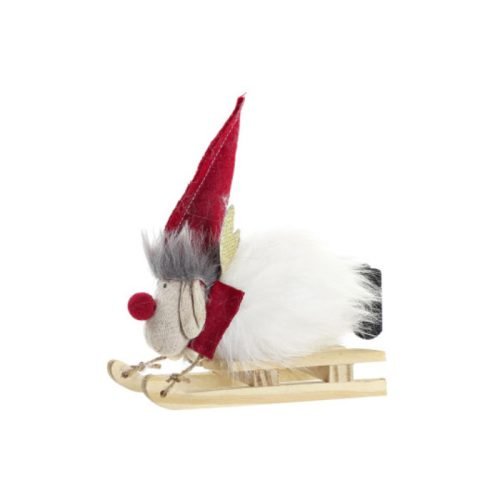 Figura reno trineo pelitos blanco