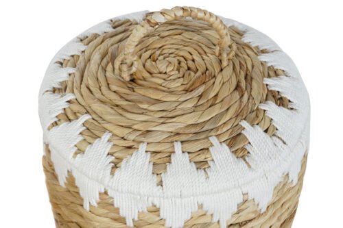 Cesta con tapa fibra y blanco set 2