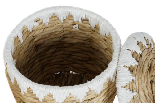 Cesta con tapa fibra y blanco set 2