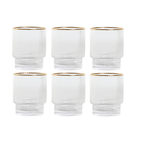 Vaso crsital rayado set 6 u