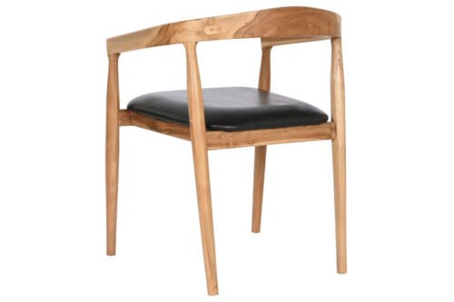 Silla teca piel negro