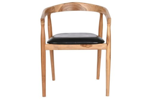 Silla teca piel negro