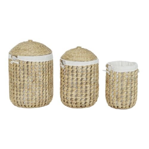 Cesta de ropa fibra lino set 3
