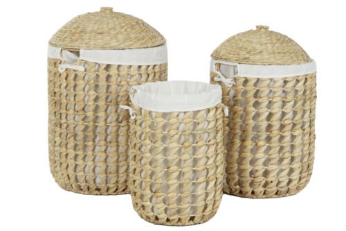 Cesta de ropa fibra lino set 3